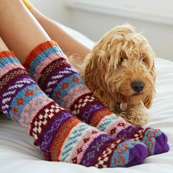Fair Trade Hand Knitted Nordic Woollen Slipper Socks, 4 of 12