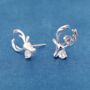 Reindeer Silver Cz Stud Earrings, 925 Sterling Silver Studs, Christmas Earrings, thumbnail 2 of 7
