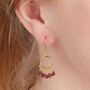 Garnet Gemstone Hoop Dangle Earrings, thumbnail 4 of 10