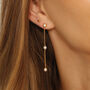 18 K Gold Vermeil Suspended Pearl Chain Earrings, thumbnail 3 of 6