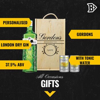 Personalised Gordons London Dry Gin Gift Set With Folkington's Tonics, 2 of 5