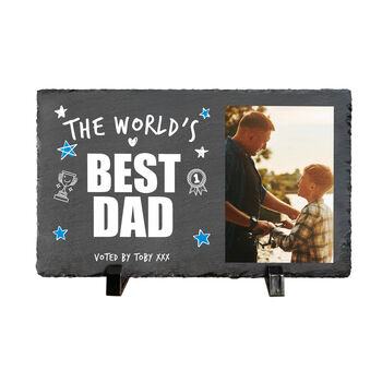 Personalised The World's Best Dad Photo Slate With Stand 30 X 20cm, 5 of 6
