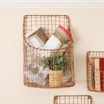 Three Wall Mounted Copper Home Storage Baskets, 7 of 10
