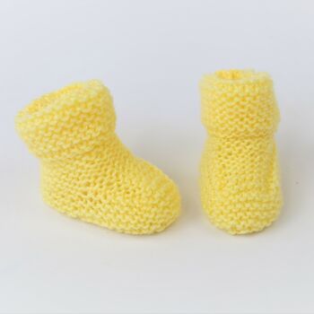 Hand Knitted Baby Booties Yellow, 2 of 4