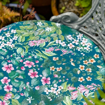 Circular Garden Outdoor Seat Pads Cottage Garden Teal, 5 of 6
