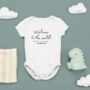 'Welcome To The World' Personalised Babygrow, thumbnail 2 of 3