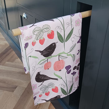 Fruit And Birds Pink Tea Towel, 2 of 6