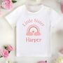 Personalised ‘Little Sister’ Rainbow Print Baby T Shirt, thumbnail 1 of 2