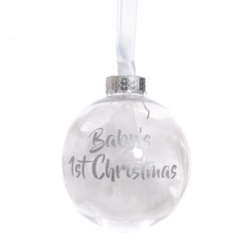 Personalised Baby's First Christmas Feather Bauble By Bubblegum ...