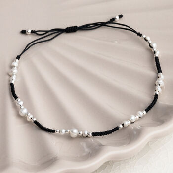 Sterling Silver Detailed Pearl Friendship Bracelet, 6 of 9