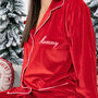 Womens Personalised Red Velvet Christmas Pyjamas, thumbnail 2 of 6