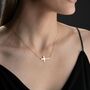 Sideway Cross Name Necklace In Sterling Silver, thumbnail 3 of 6