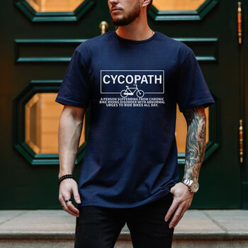 Mens Navy Or Charcoal Cycopath T Shirt, 2 of 4