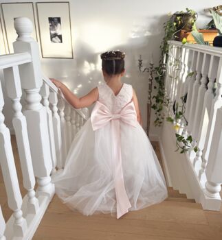 Maryanne Baby Pink + Ivory White Skirt Flower Girl Dress, 6 of 12