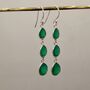 Green Onyx Sterling Silver Dangle Drop Earrings, thumbnail 4 of 7
