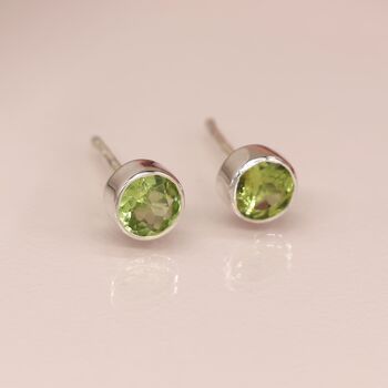 Sterling Silver Peridot Stud Earrings, 5 of 6