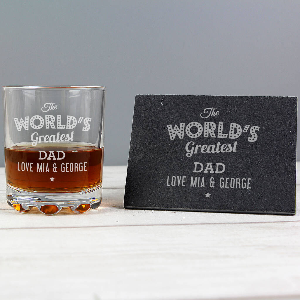 Personalised Whisky Glass And Slate Coaster Set, 1 of 6