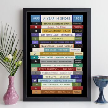 70th Birthday Print Personalised Sport Gift 1955, 11 of 12
