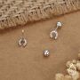 Sterling Silver Cz Horseshoe 18 G Screw Back Stud Earrings With Ball Backs, thumbnail 3 of 11