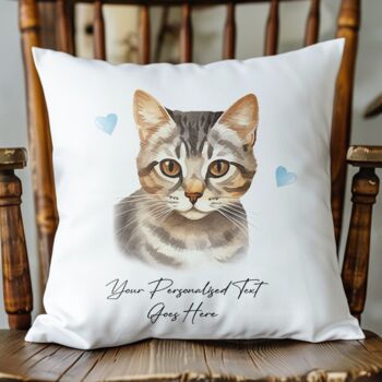 Personalised European Shorthair Cat Love Hearts Cushion Cover, 2 of 2