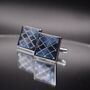 Silver Blue Square Cufflinks Luxury Blue, thumbnail 3 of 6