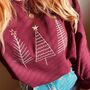 Three Big Trees Embroidered Christmas Jumper, thumbnail 1 of 5