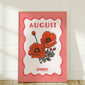 Birth Month Flower Print August Poppy, 2 of 3