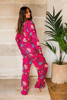 Indian Cotton Fuchsia Print Pyjama Set, 4 of 5