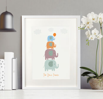 Personalised Elephant Family Print, 5 of 9