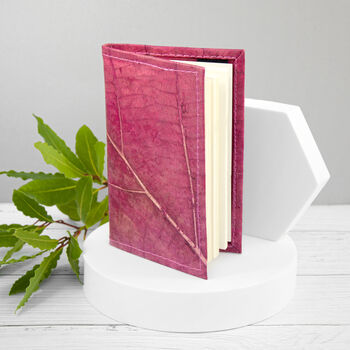 Vegan Teak Leaf Leather A6 Refillable Notebook, 8 of 12