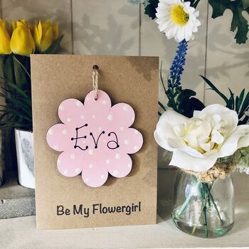 Personalised 'Be My Flowergirl' Wooden Flower Card, 4 of 5