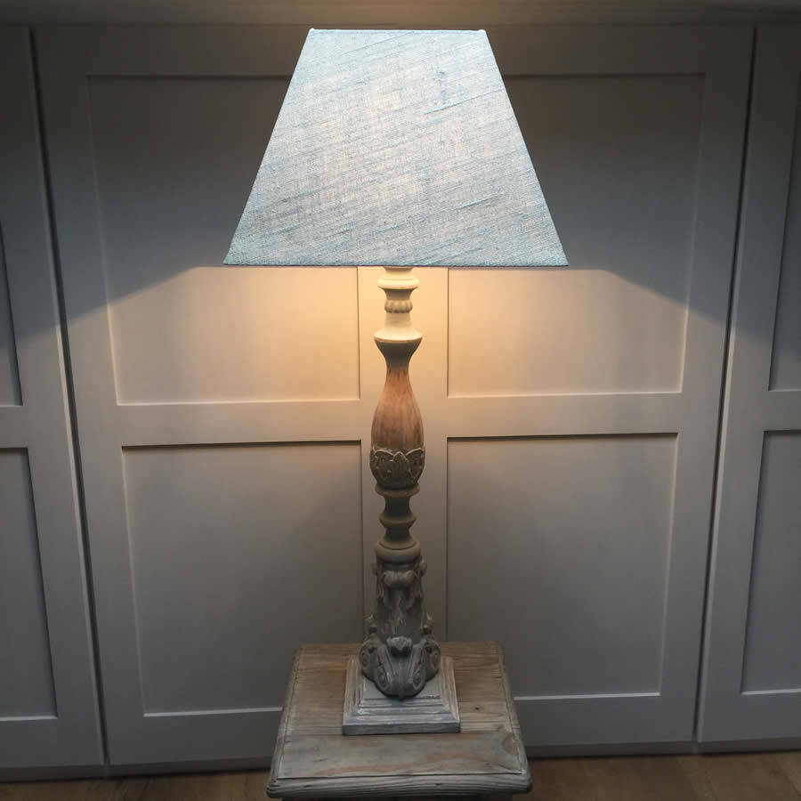 Redwood Distressed Grey Column Table Lamp And Shade By Cowshed