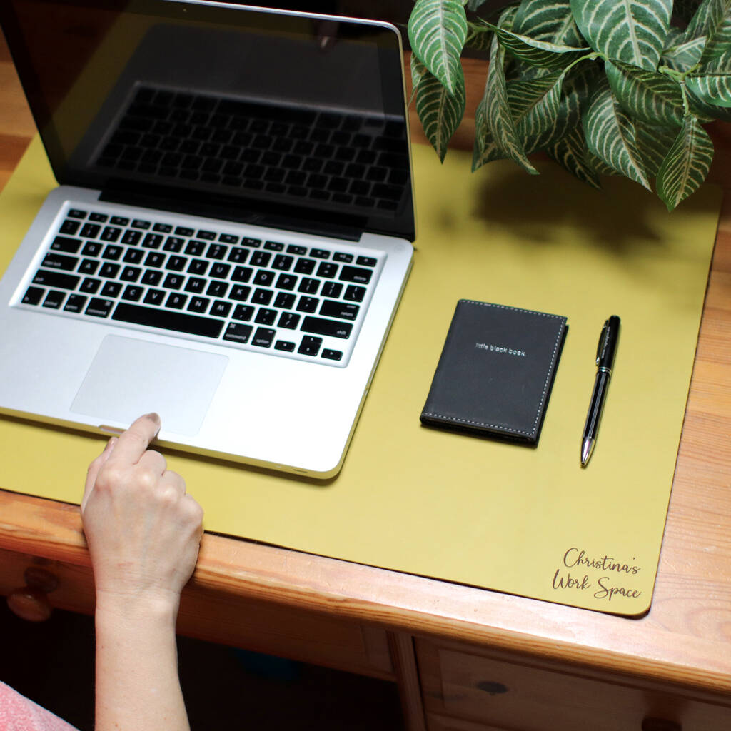 Personalised Work Space Premium Leather Laptop Mat By The British Belt