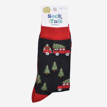 Men's Bamboo Socks Christmas Tree Off Roader, 5 of 5