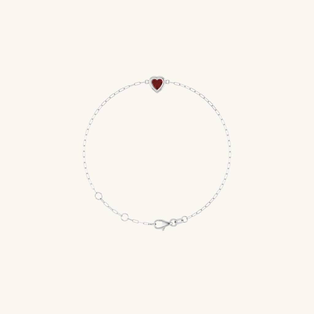 Birthstone Heart Bracelet Silver, 1 of 3