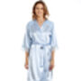 British Made Pale Blue Short Satin Dressing Gown With Lace Detail Ladies Size 8 To 28 UK, thumbnail 1 of 5