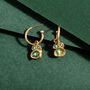 Turquoise And Gold Vermeil Plated Drop Statement Hoops, thumbnail 4 of 7