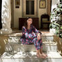 Navy And Pink Block Print Floral 100% Cotton Ladies Pyjamas, thumbnail 3 of 8