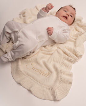 Personalised Timeless Ruffle Baby Blanket, 7 of 12