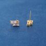 Cz Stone Stud Earrings, Gold Minimalistic Studs, Dainty Earrings, Sparkly Earrings, thumbnail 4 of 7