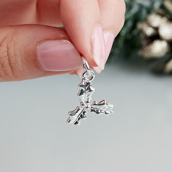 Holly Leaf Solid Silver Charm, 3 of 8