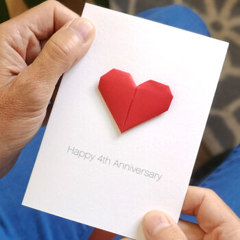 Personalised Anniversary By Year Origami Heart Card, 5 of 12