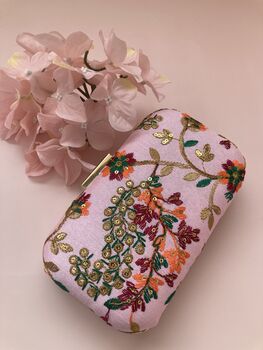 Pari Handcrafted Raw Silk Pink Clutch Bag, 2 of 6