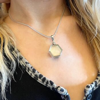 Hexagon Beehive Locket Necklace To Remember A Loved One, 7 of 12