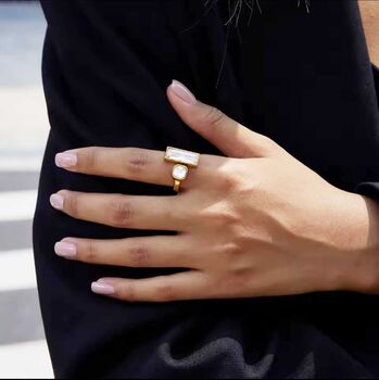 18k Gold Plated Open Double Crystal Ring, 3 of 3