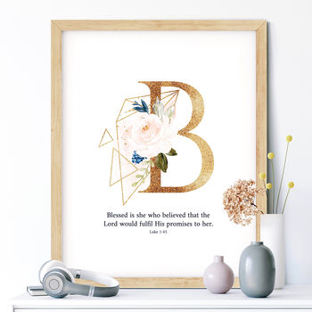 Blessed Is She Who Believed Personalised Print, 3 of 4