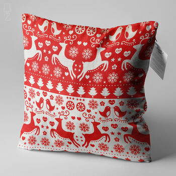 Xmas Pillow Cover With Red And White Christmas Deers, 3 of 7