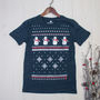Mens Festive Christmas Snowman Organic Tshirt, thumbnail 3 of 4