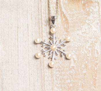 Silver Snowflake And Pearl Pendant, 2 of 4