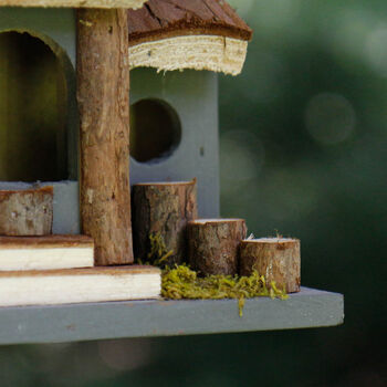 Woodland Grey Personalised Hanging Bird House, 7 of 10